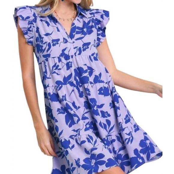 Umgee Blue Ruffled Mini Sundress - Picture 2 of 2